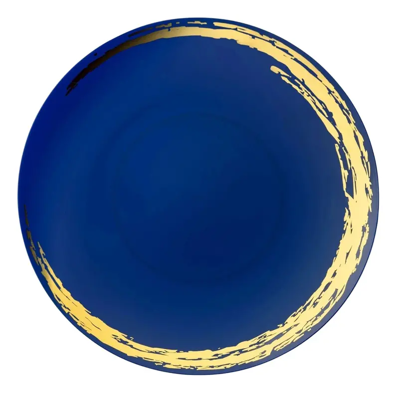 10.25" Blue And Gold Plastic Dinner Plates – 10-Pack Whisk Design 1