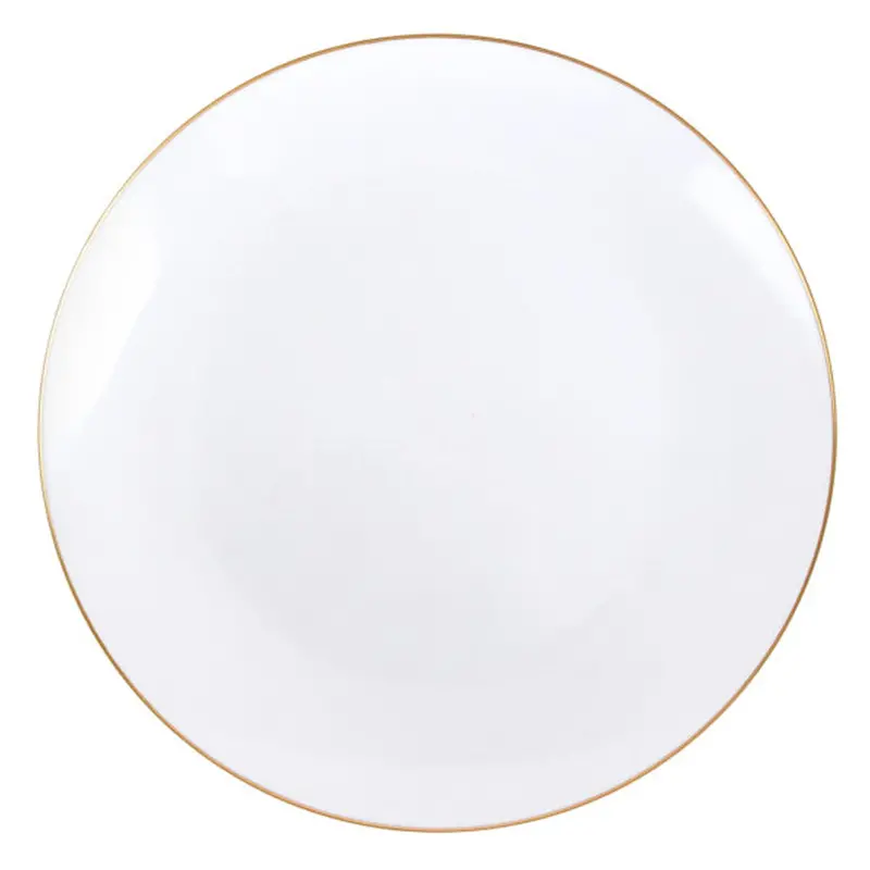 10.25-Inch Organic-Inspired White Dinner Plate With Gold Rim – Premium Plastic 1