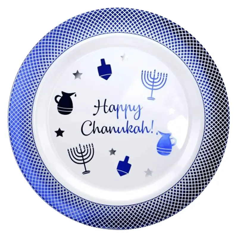 10.5-Inch Blue Plastic Chanukah Plates – Premium Weight, 10-Pack 1