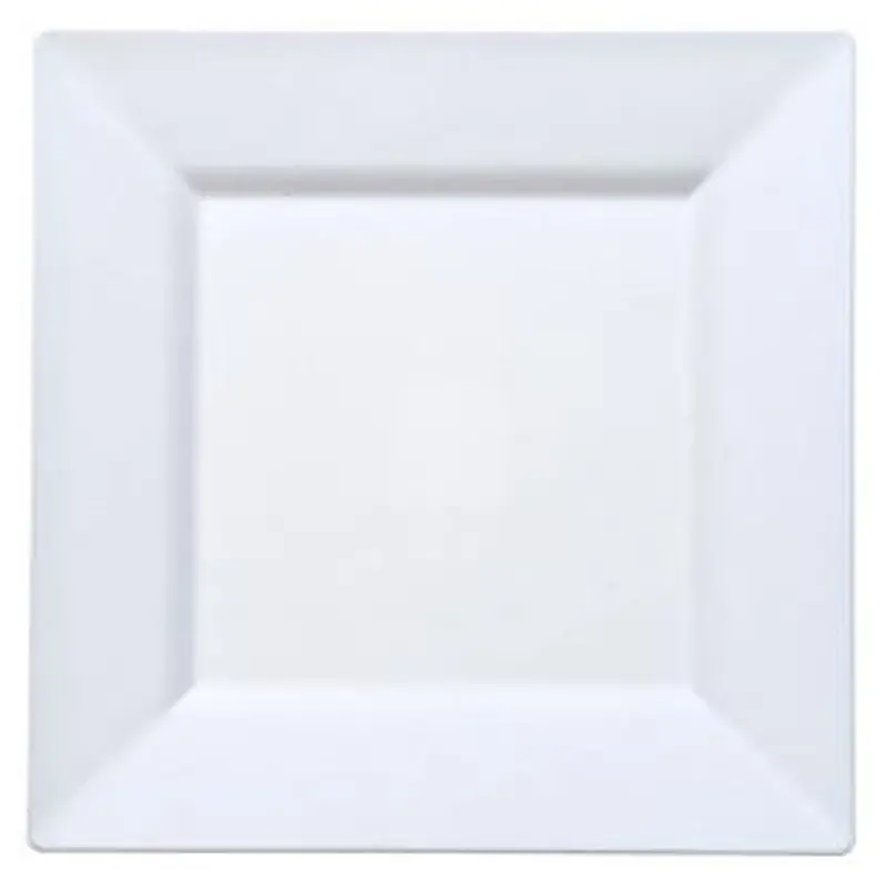 10.75-Inch White Square Plastic Dinner Plates 1