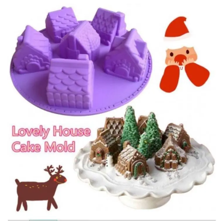 10-Inch Gingerbread Cottage Silicone Mold – Detailed House-Shaped Baking Pan For Cakes And Cookies 1