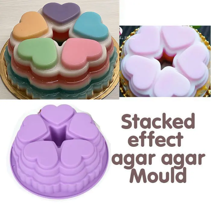 10-Inch Heart-Shaped Agar Agar Jelly Mold With Layered Stacking Design 1