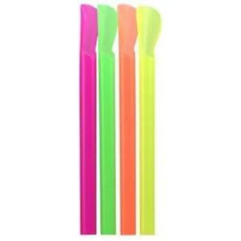 10-Inch Neon Smoothie Straws – Spoon-Style Plastic Drinking Tubes 1