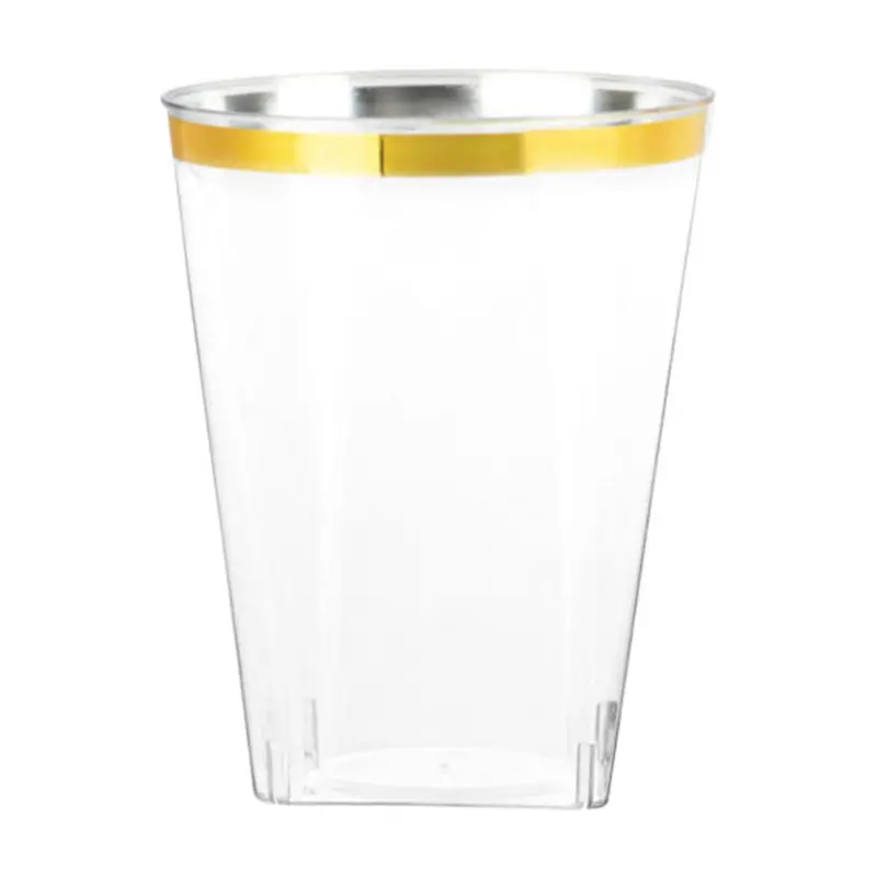 10-Ounce Gold-Rimmed Square Plastic Tumblers 1