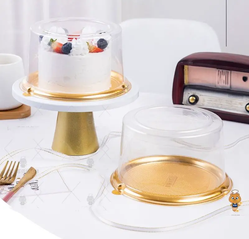 10-Pack Gold-Trimmed 6-Inch Cake Boxes – Waterproof Clear Round Containers For Jelly & Specialty Cakes 1