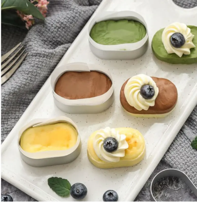 10-Piece Elliptical Cheesecake And Mousse Ring Set For Precision Baking And Plating 1