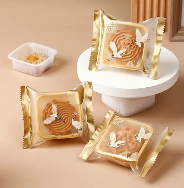 100-Pack Heat-Seal Mooncake Wrapper Bags – 125G & 150G Crane-Printed Storage Pouches 1