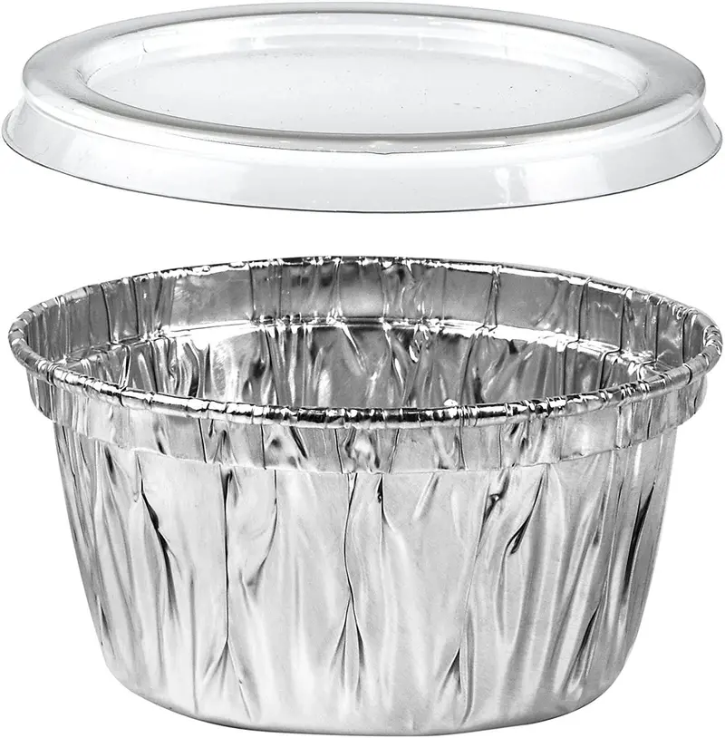 100-Pack Premium Aluminum Foil Ramekins With Lids – Mini Bake & Serving Cups For Cupcakes, Condiments, Samples & Desserts 1