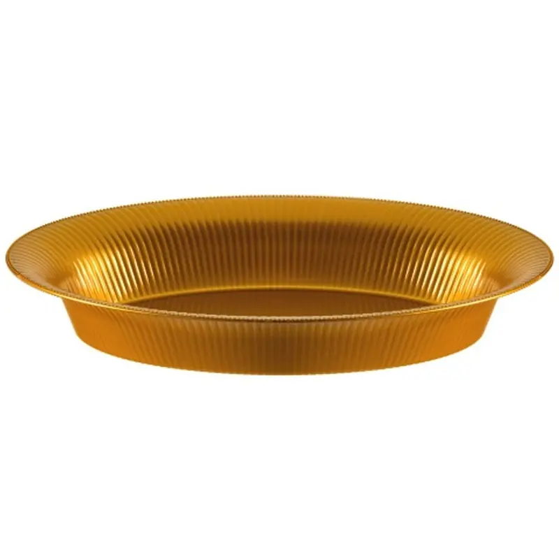 11 X 16 Inch Ridged Gold Oval Plastic Serving Bowl 1