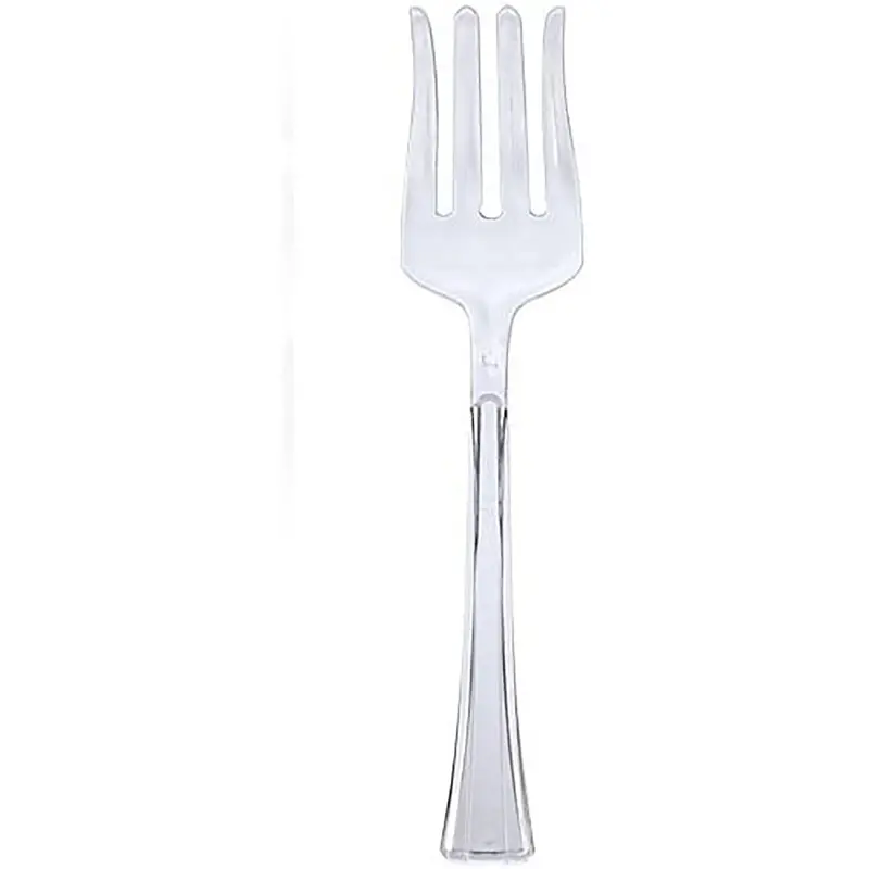 12" Clear Heavy-Duty Plastic Salad Fork 1