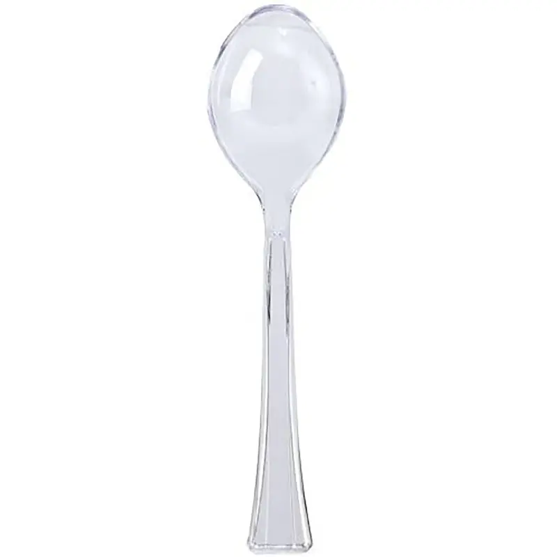 12" Clear Heavy-Duty Plastic Salad Spoon (Non-Slotted) 1