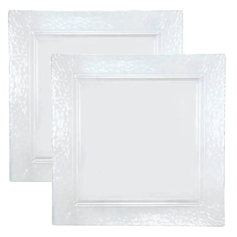 12-Inch Square Pebbled White Plastic Tray – Durable Design 1
