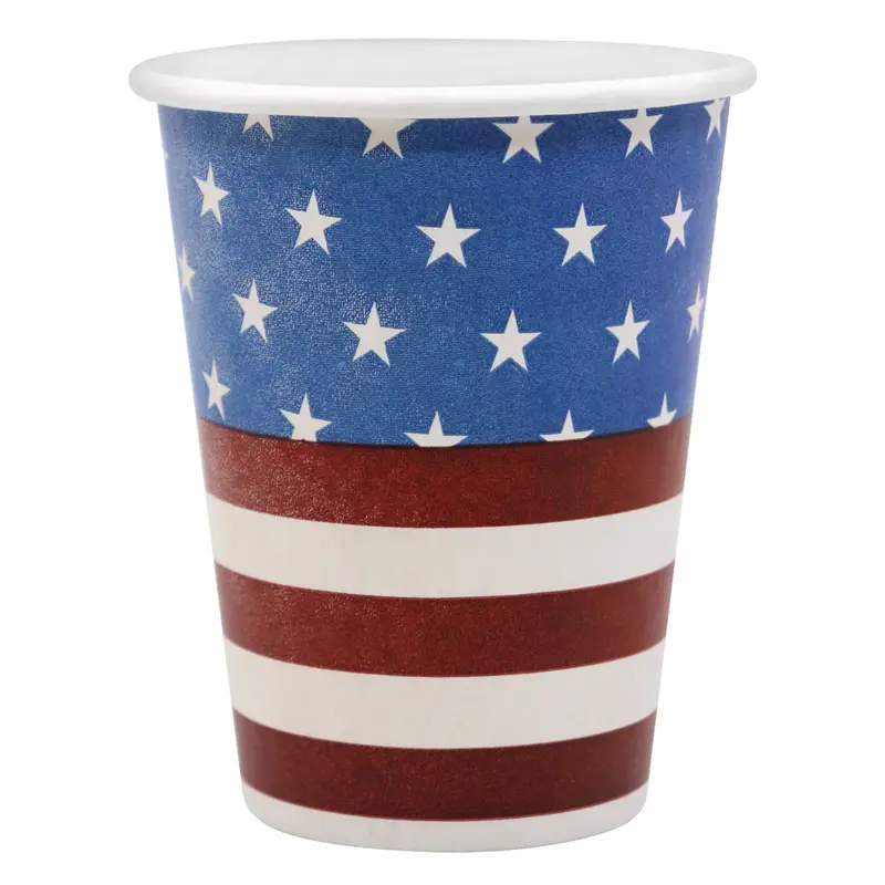 12-Ounce American Flag Design Premium Paper Cups (24-Pack) 1