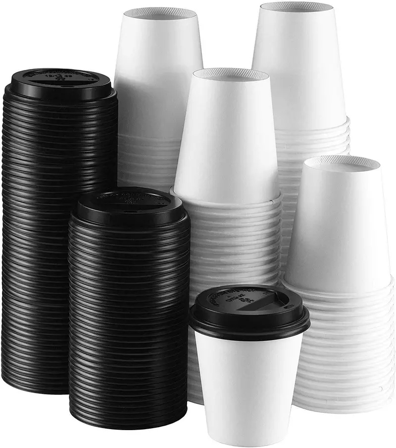 12 Oz Black-Lid Disposable Paper Cups | Leak-Resistant Hot & Cold Beverage Cups (100-Pack) 1