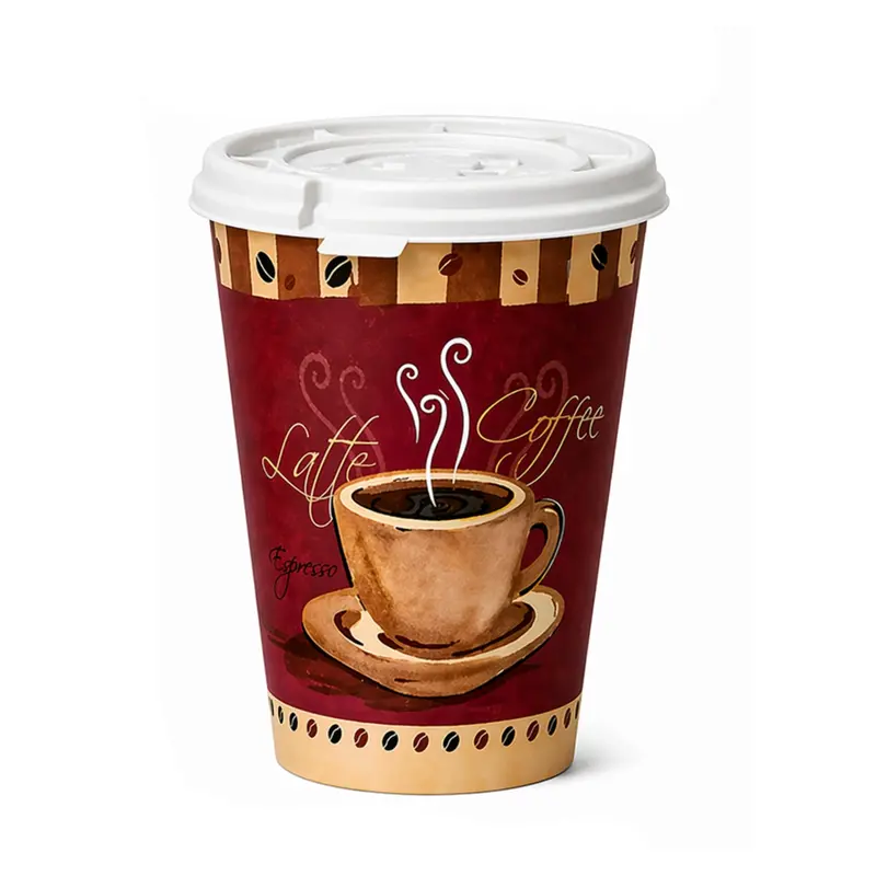 12 Oz Heaven Poly-Coated Paper Cups With White Flat Lids – Bulk Order 1