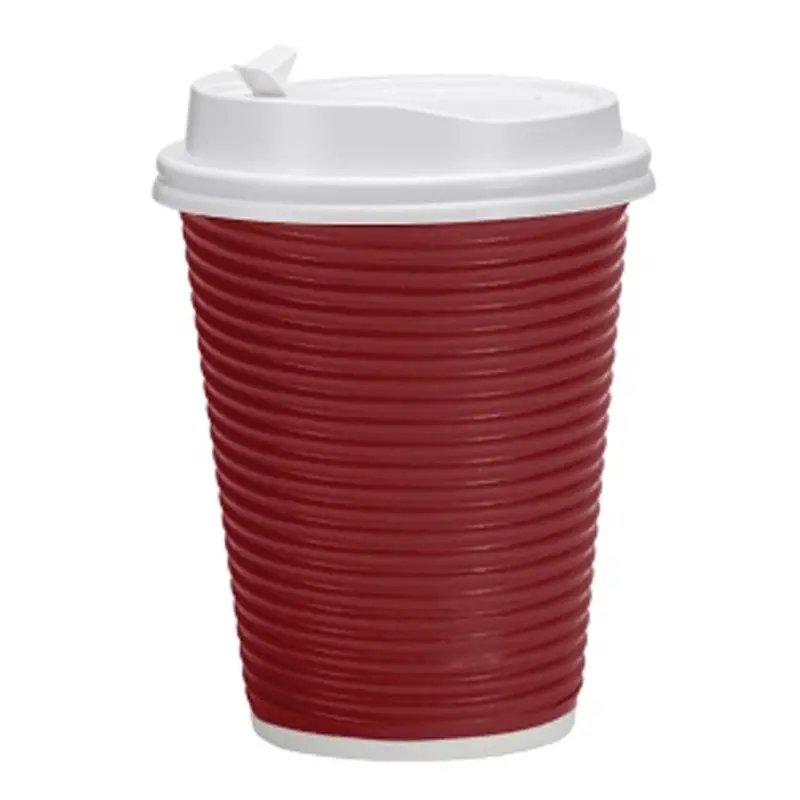 12 Oz Maroon Paper Cup With Lid – Hot Or Cold Use 1