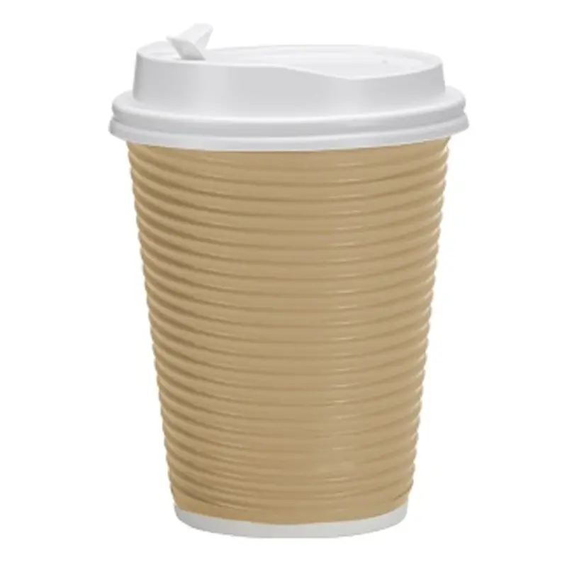 12 Oz Tan Paper Cup With Lid – Hot Or Cold Use 1