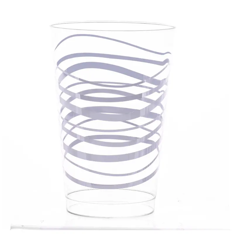 12 Oz Transparent Ripple Plastic Cup – Silver Accent Finish 1