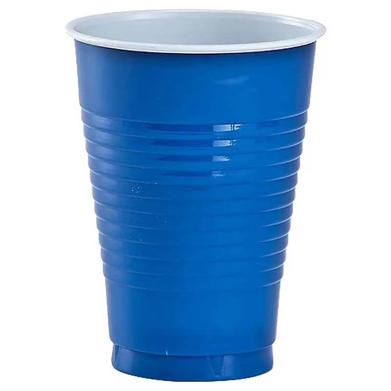 12 Oz Vibrant Blue Plastic Beverage Cup – Single-Use & Spill-Resistant 1