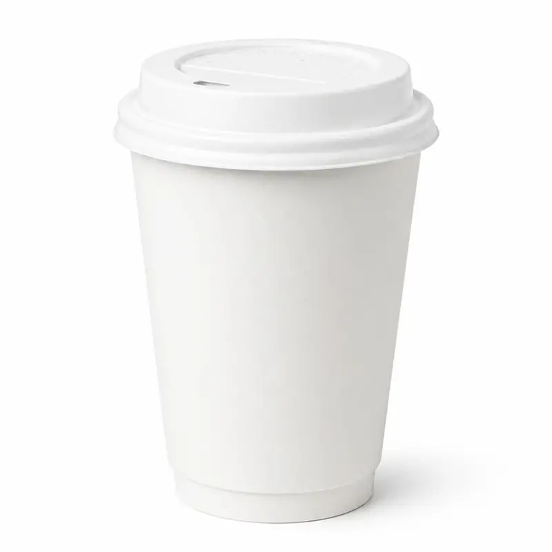 12 Oz White Poly-Coated Paper Cups With White Dome Lids – Case Quantity 1