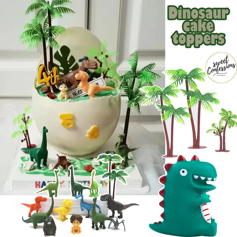 12-Piece Dinosaur Figurine Set: Brontosaurus, T. Rex, And More For Cake Topper Displays 1