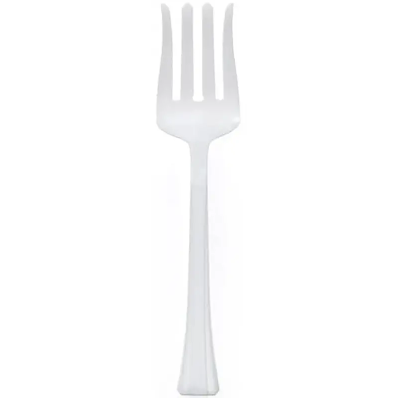 12" White Heavy-Duty Plastic Salad Fork 1