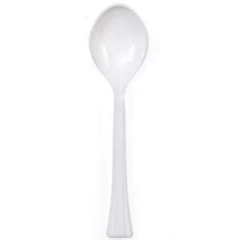 12" White Heavy-Duty Plastic Salad Spoon 1