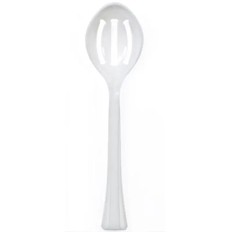 12" White Slotted Heavy-Duty Plastic Serving Spoon 1