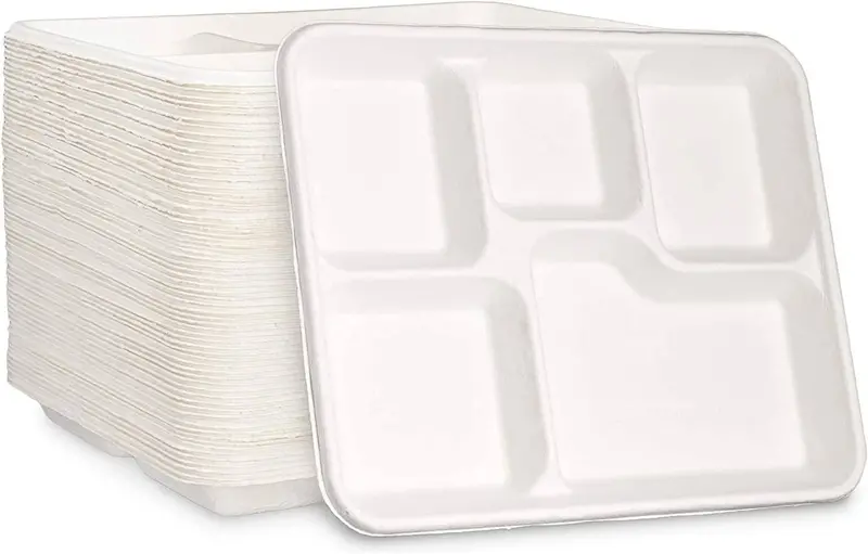 125-Piece White Sugarcane Fiber Plates – 10-Inch Compostable Disposable Dinner Plates, Durable, Cut-Resistant & Eco-Friendly 1