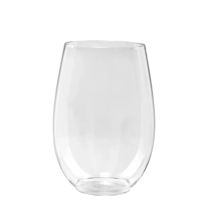 12Oz Clear Stemless Plastic Wine Cups – Lightweight Disposable Goblets 1