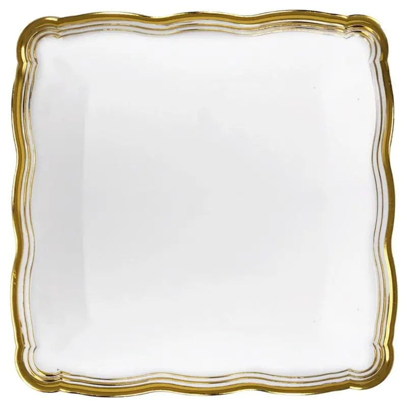 12X12-Inch White And Gold Square Plastic Serving Tray (2-Pack) 1
