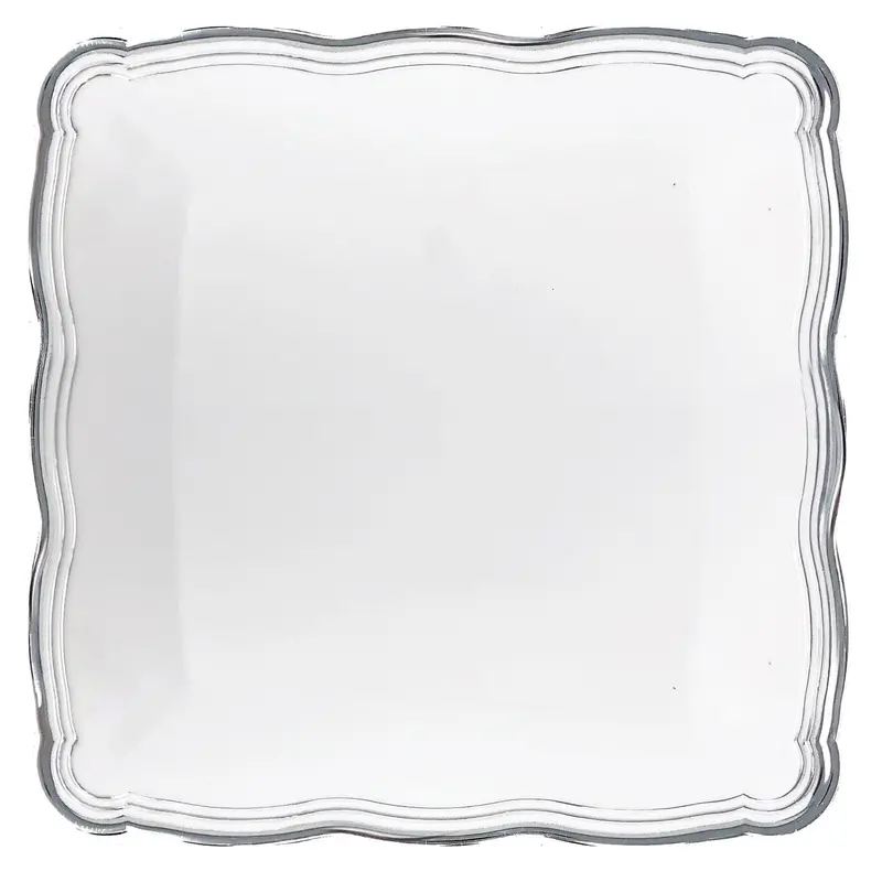 12X12-Inch White And Silver Square Plastic Serving Tray (2-Pack) 1