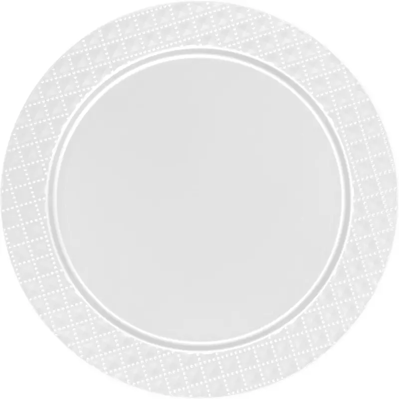 13" Diamond-Embossed White Plastic Charger Plate – 2-Pack 1