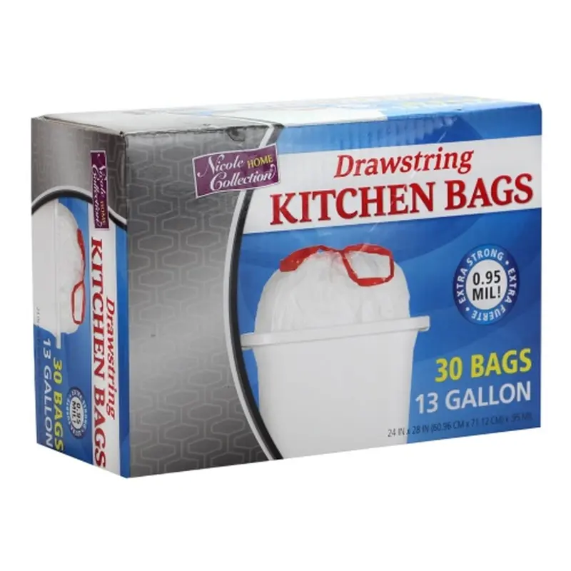 13-Gallon White Drawstring Trash Bags – Kitchen & Household Use 1