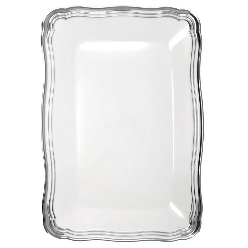 13X9-Inch White And Silver Rectangular Plastic Serving Tray (2-Pack) 1