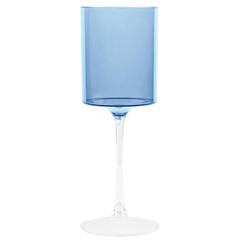 14 Oz Two-Tone Blue & Clear Plastic Wine Goblets — Premium Disposable Stemware 1