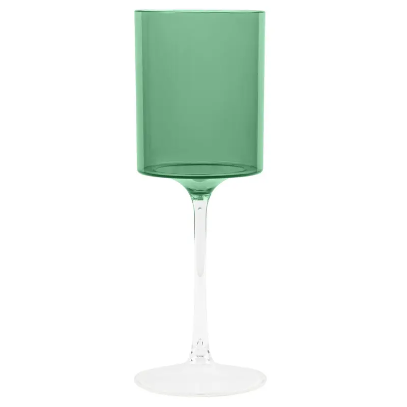 14 Oz Two-Tone Green & Clear Plastic Wine Goblets — Stylish Disposable Stemware 1