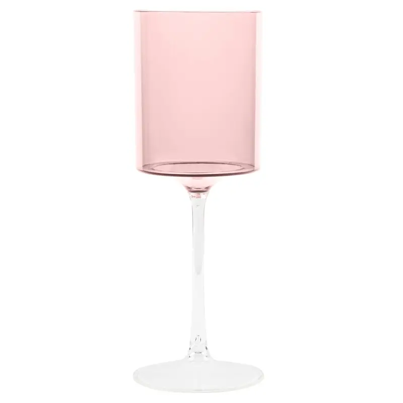 14 Oz Two-Tone Pink & Clear Plastic Wine Goblets — Elegant Disposable Stemware 1
