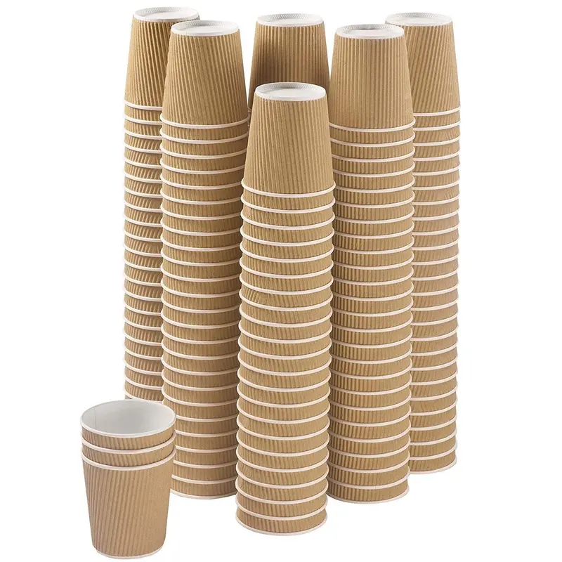 150-Pack 4 Oz Kraft Ripple-Wall Paper Cups | Compact Insulated Cups For Espresso, Samples, Or Cold Sides 1