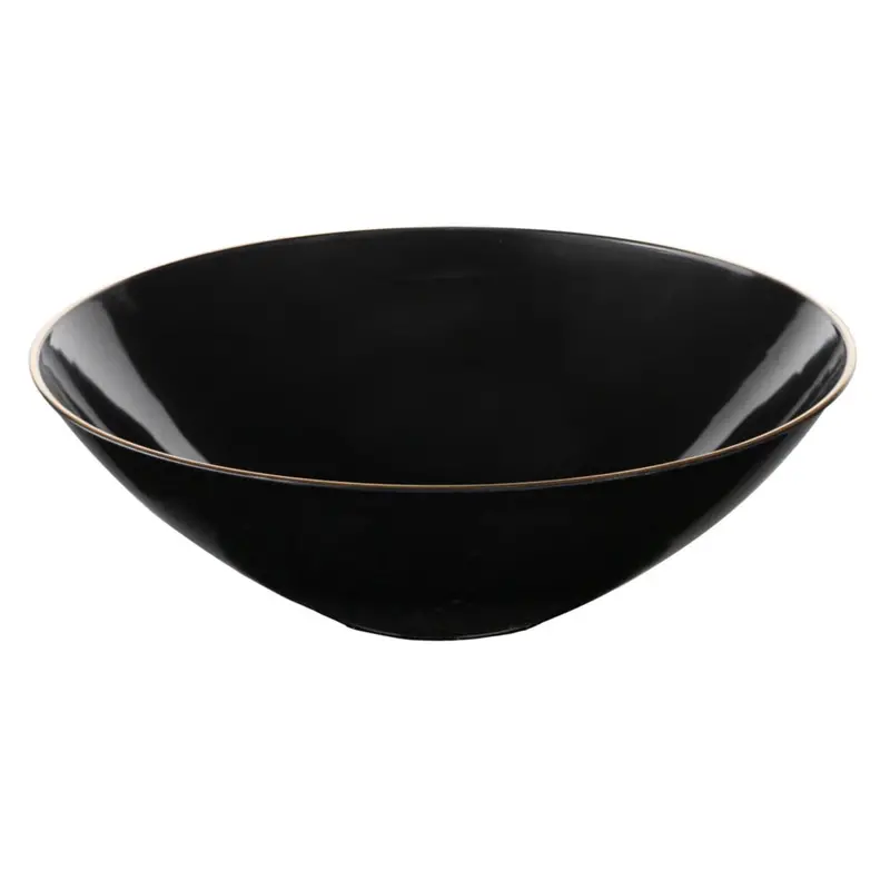 16-Ounce Black Plastic Bowls With Gold Rim – Organic Style 1