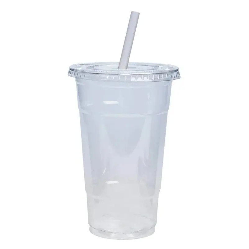 16 Oz Clear Pet Beverage Cups With Sealed Lid & Straw Opening 1