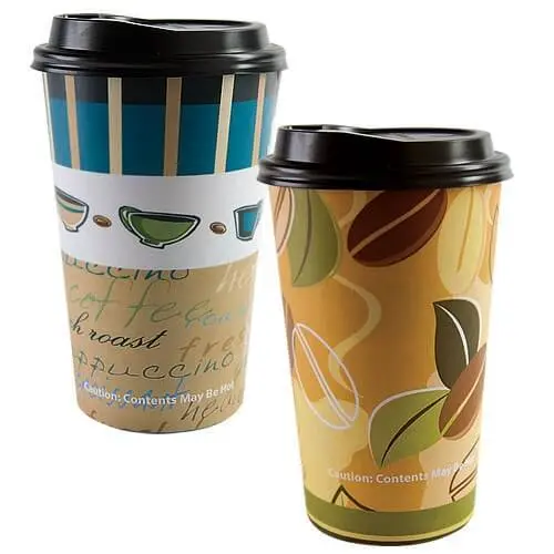 16 Oz Geometric Pattern Paper Cup With Leak-Proof Lid 1