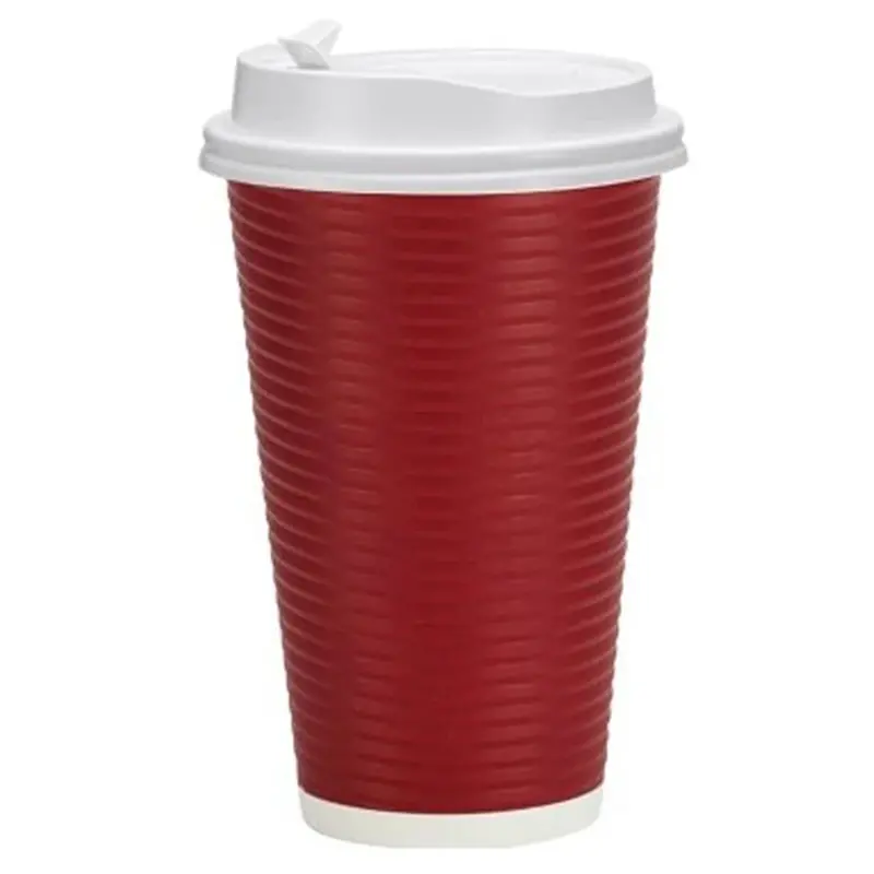 16 Oz Maroon Insulated Paper Cup With Lid (Hot Or Cold) 1