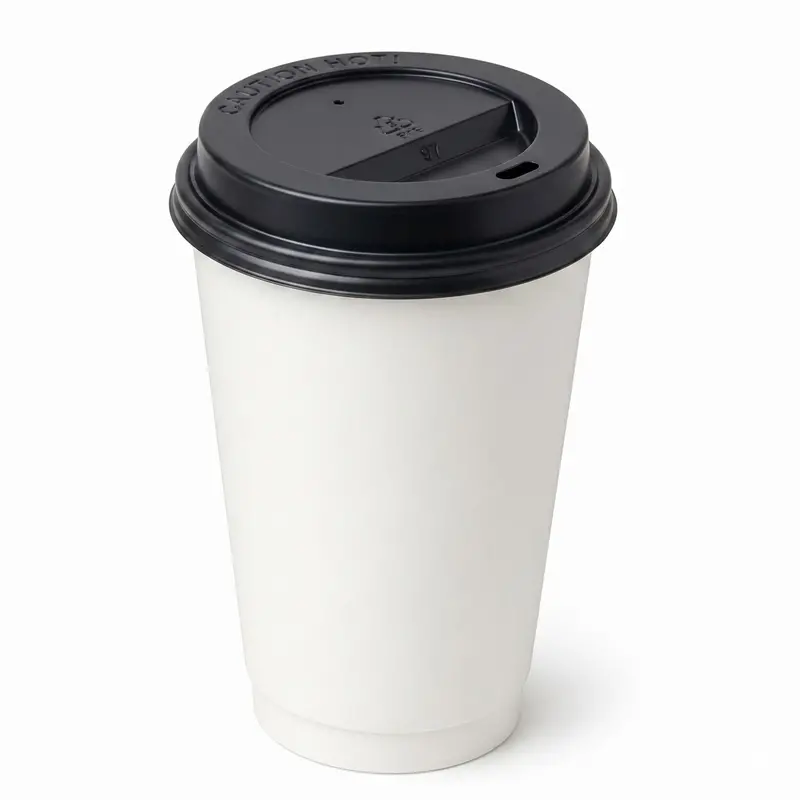 16 Oz Poly-Coated Paper Cups With Black Dome Lids – Bulk Food Service Supply 1