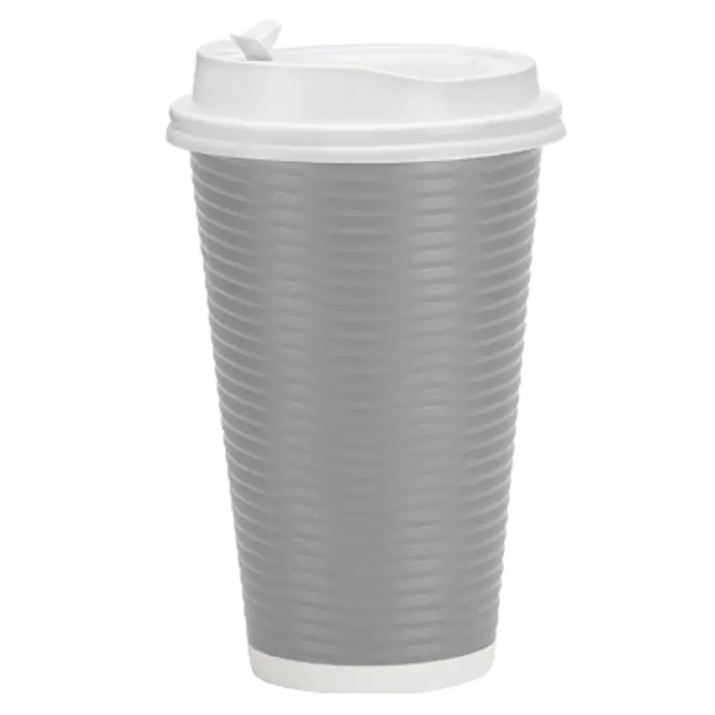 16 Oz Ripple-Texture Paper Cup With Lid – Hot Or Cold Beverage Container 1