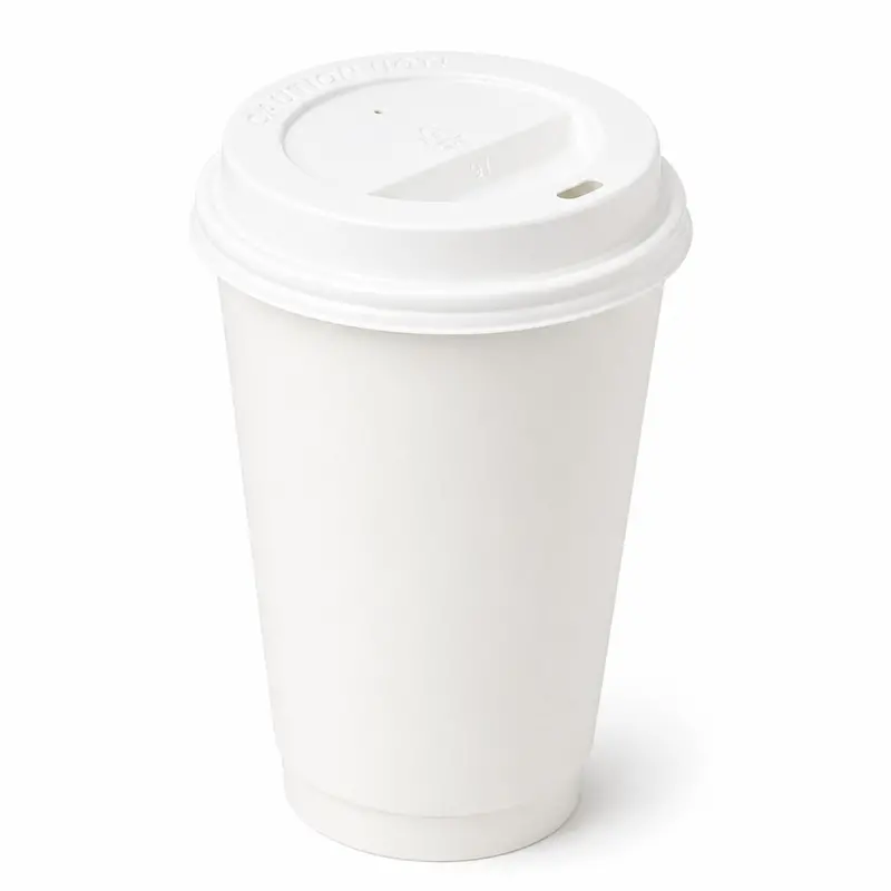 16 Oz White Poly-Coated Paper Cups With Matching White Dome Lids – Bulk Buy 1