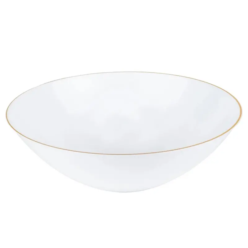 16Oz Organic-Design White Plastic Bowl With Gold Rim – Modern Serving Vessel 1