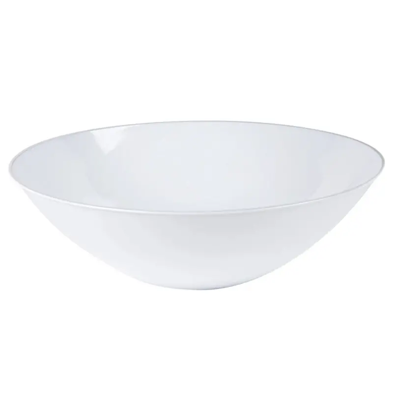 16Oz White Plastic Bowls With Silver Accent Rim – Contemporary Disposable Tableware 1
