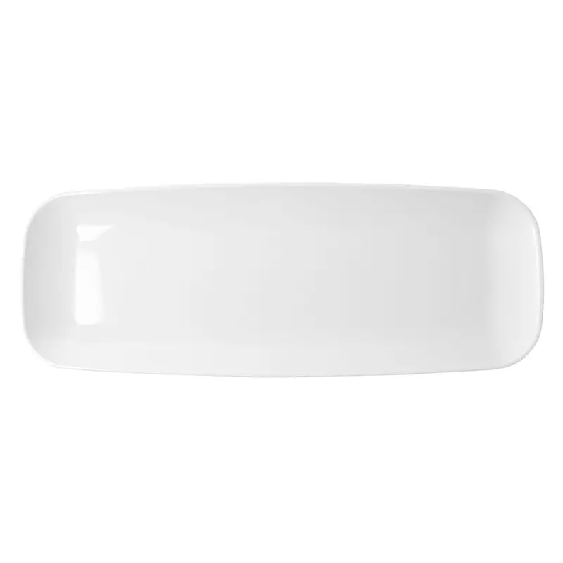 17.5-Inch Plain White Rectangular Plastic Tray – Minimalist Disposable Serving Tray 1