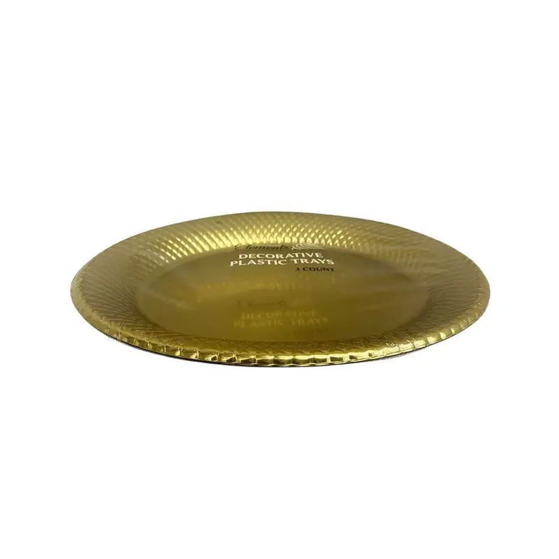 17.75" X 12.75" Gold Oval Disposable Metallic Serving Tray 1